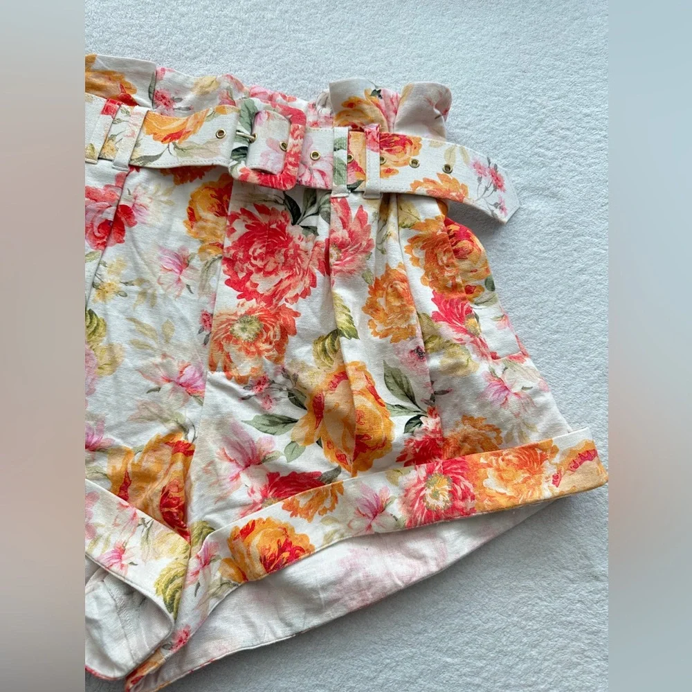 For Love And Lemons Peony Pleated Shorts Medium high waisted‎ floral NWOT